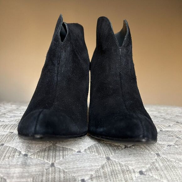 Stuart Weitzman Metropol Black Suede Heeled Ankle Slit Boots Booties Women 7 M - Picture 9 of 16